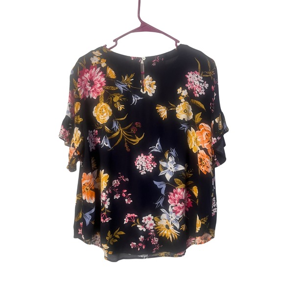 LOFT Women's Floral Print Ruffle Sleeve Blouse Top - Picture 2 of 7